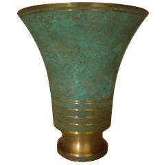 Carl Sorensen Verdigris Bronze 7" Vase, Signed
