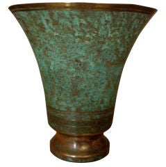 Carl Sorensen Verdigris Bronze 8" Vase, Signed