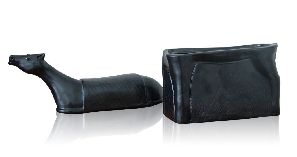 Robert & Jean Cloutier Ceramic Horse Box, Signed