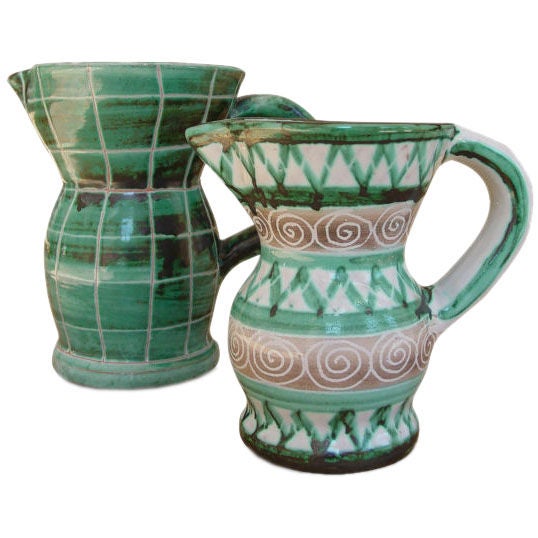 Pair of Ceramic Pitchers by Robert Picault, Vallauris