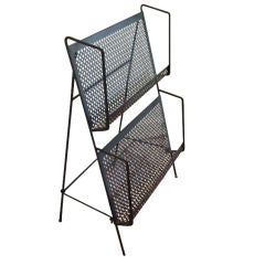 Vintage Perforated Steel Magazine Rack/Display Stand