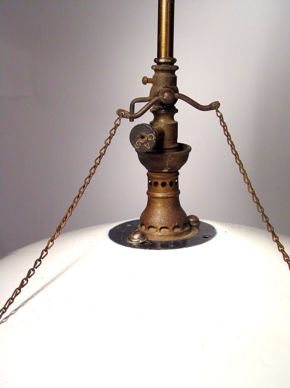 12" Diameter white porcelain electrified gas lamp