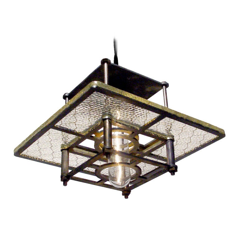 Skeletal Industrial Wire Glass Pendent Lamps