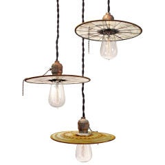 3 Mirrored Disk Pendent Lamps
