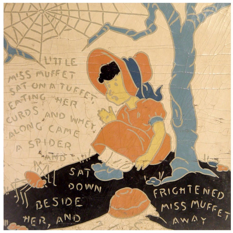 5 Rare Linoleum Nursery Rhyme Panels