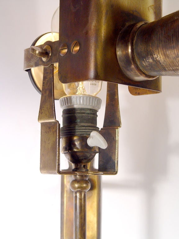 20th Century Early Brass Articulated Medical Spot Light