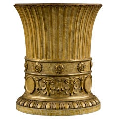 A MASSIVE MARBELIZED AND GILTWOOD VASE