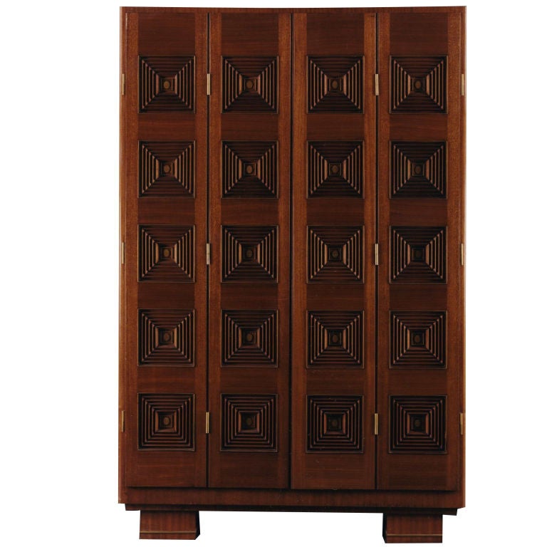 A Bois Satine And Brass Mounted Library Cabinet By Porteneuve For Sale