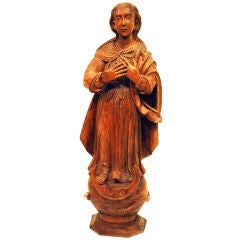 Carved wood sculpture Madonna of the Cresent Moon