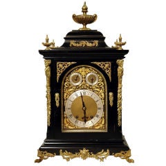 Antique Georgian style ebonized bracket clock