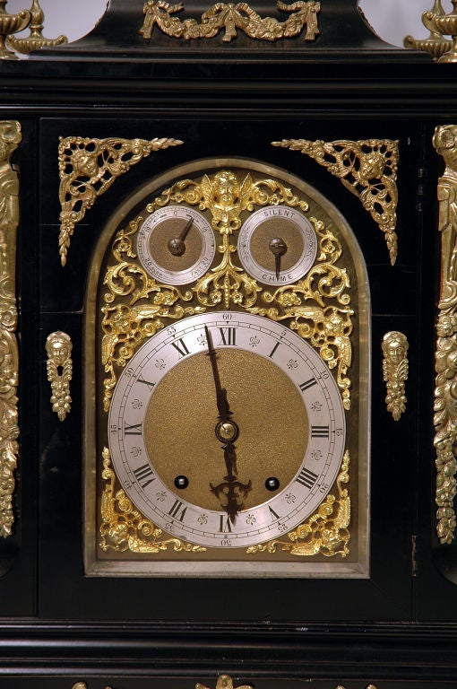 Bracket clock by Winterhalder and Hofmeier of Schwarzenbach<br />
Germany. Brass two train time and strike movement.