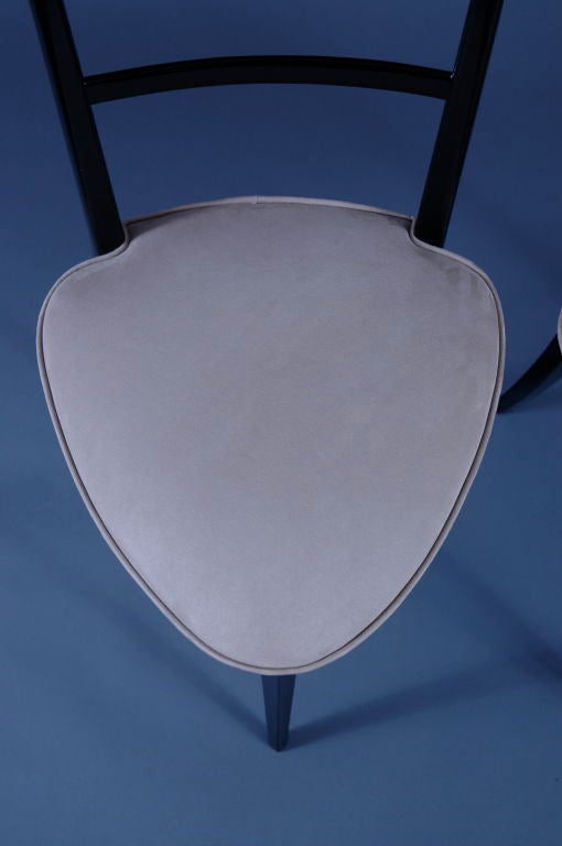 Wood Four Italian 3 Legged Side Chairs For Sale