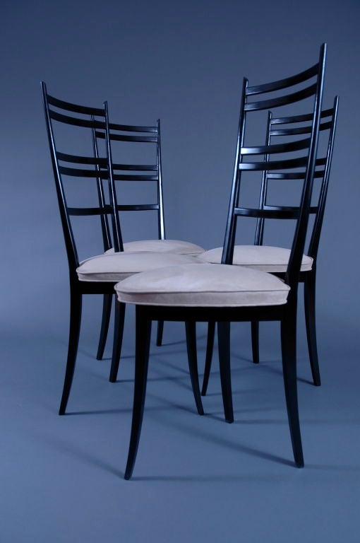 Mid-20th Century Four Italian 3 Legged Side Chairs For Sale