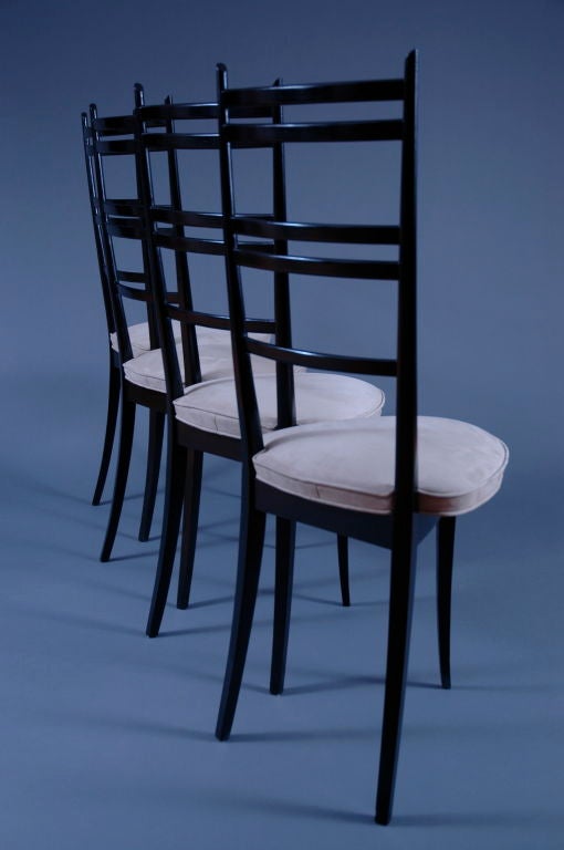 Four Italian 3 Legged Side Chairs For Sale 2