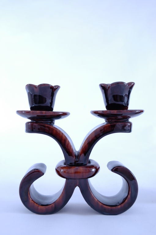 Pair Of Candlestick Holders By Giraud For Vallauris In Good Condition In Los Angeles, CA