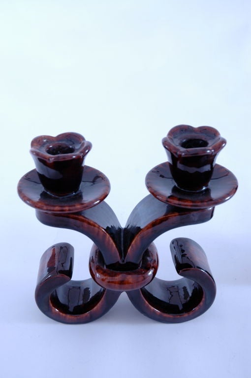 Late 20th Century Pair Of Candlestick Holders By Giraud For Vallauris