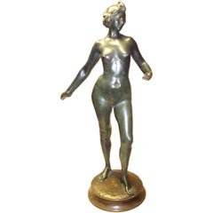 PATINATED BRONZE NUDE STATUE, SIGNED "L. MADRASSI" 1848-1919