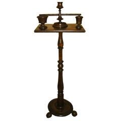 Antique 19th CENTURY VICTORIAN CARVED WALNUT CANDLESTICK 
INKWELL STAND