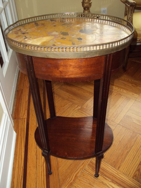 19th CENTURY OVAL FRENCH LOUIS XVI STYLE MARBLE TOP SIDE TABLE