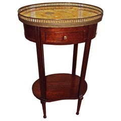 19th CENTURY OVAL FRENCH LOUIS XVI STYLE MARBLE TOP SIDE TABLE