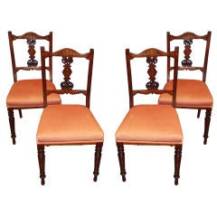 Set Of Four Antique Edwardian Mahogany Dining Side Chairs