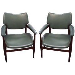 Pair of Thonet Mid-Century Modern Lounge Arm Chairs