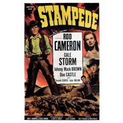 Vintage 1940s Western Classic DRIVE-IN MOVIE THEATER POSTER "Stampede!"