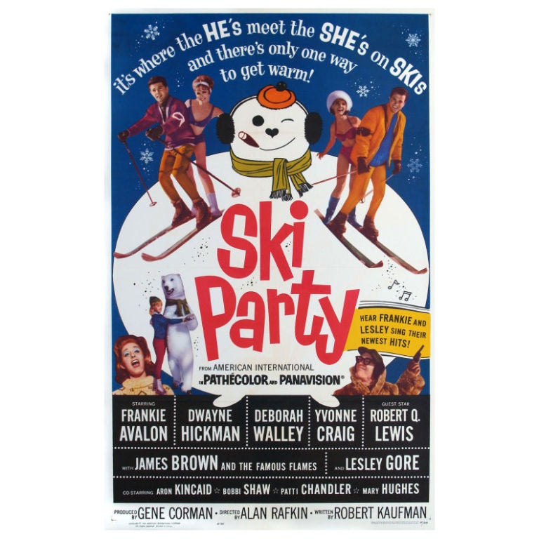 "SKI PARTY" 1960s Drive-In Movie Theater Poster For Sale