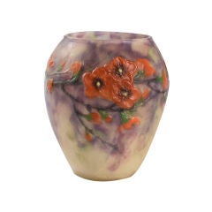 French Pâte-de- Verre “Fleurs de Pechers” Vase by Argy-Rosseau