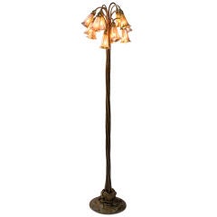 Vintage Tiffany Studios Glass and Bronze “12-Light Lily” Floor Lamp