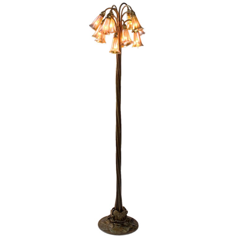 Tiffany Studios Glass and Bronze “12-Light Lily” Floor Lamp