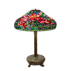 Vintage Tiffany Studios Leaded Glass "Peony" Table Lamp