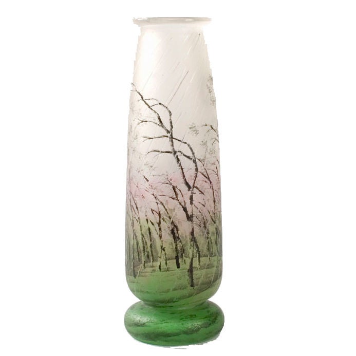 French Art Nouveau “Rain” Vase by Daum