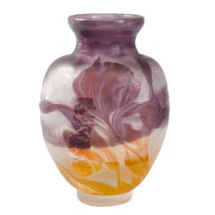 French Art Nouveau Wheel-Carved Cameo Glass Vase by Gallé