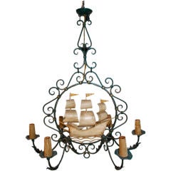 Antique French Wrought Iron Chandelier 8