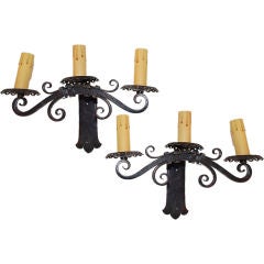 Pair of antique French Wrought Iron Sconces 8