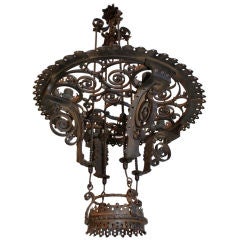 French antique wrought iron chandelier 8