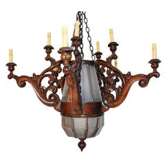 Antique French 19th century wood chandelier