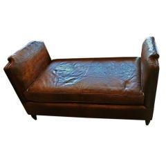 Antique 1920 French leather club day bed