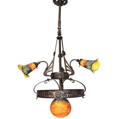 French  Art nouveaux chandelier by Verre D
art de France