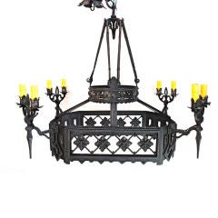 French 1930 wrought iron chandelier