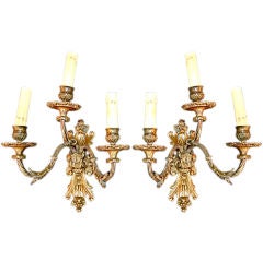 Antique pair of French bronze sconces