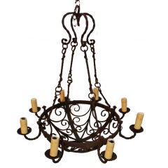 Antique french 19 th century  wrought iron chandelier