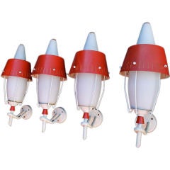 Antique set of four large french 1950 outdoor sconces