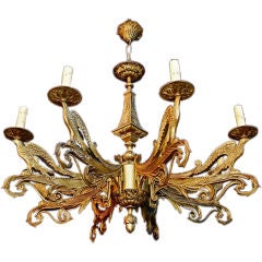 Vintage French 1940 brass chandelier