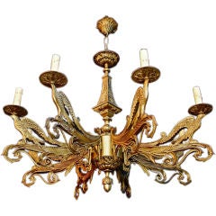 Antique French 1940 brass chandelier