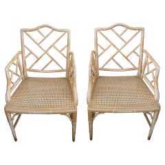 Pair of Vintage Faux Bamboo Chippendale Chairs