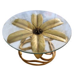 Hollywood Regency Gilt Flower  Coffee Table