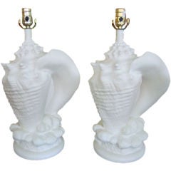 Vintage Pair of Conch Shell Lamps