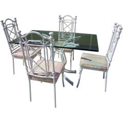 Metal Faux Bamboo Table & Chairs